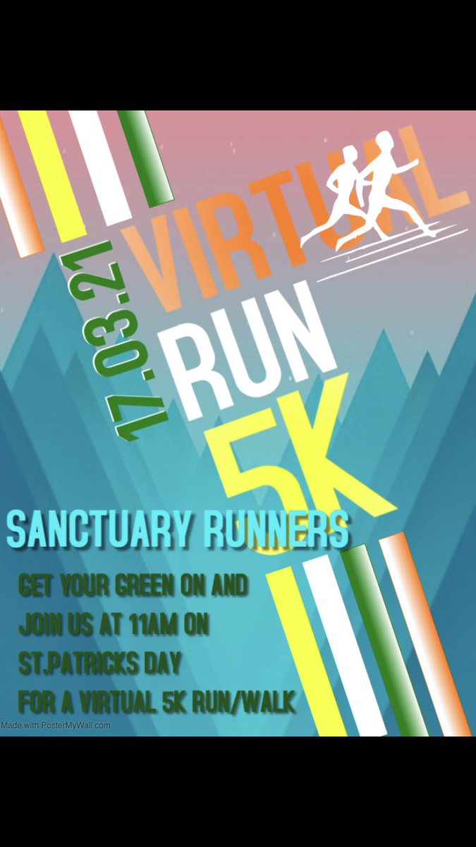 ☘️The Sanctuary Runners are going green this Wednesday! Join us for our green-themed 👕🧤👒 virtual 5k run at 11am this St. Patrick’s Day! ☘️☘️☘️☘️
Email info@sanctuaryrunners.ie to join us. #friendship, #solidarity #respect