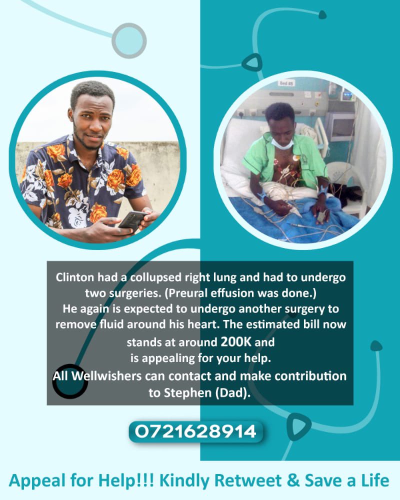 _CrazyNairobian's tweet photo. Hi fam, Clinton Amunga known as "Kakamega Pundit" is appealing for your help to offset Ksh 200,000 Medical Bill. So far he has raised Ksh 20,168 and the balance is Ksh 179, 832.
Retweets widely, a well wisher could be on your TL.
#WeStandWithAmunga https://t.co/xsVucK8px0