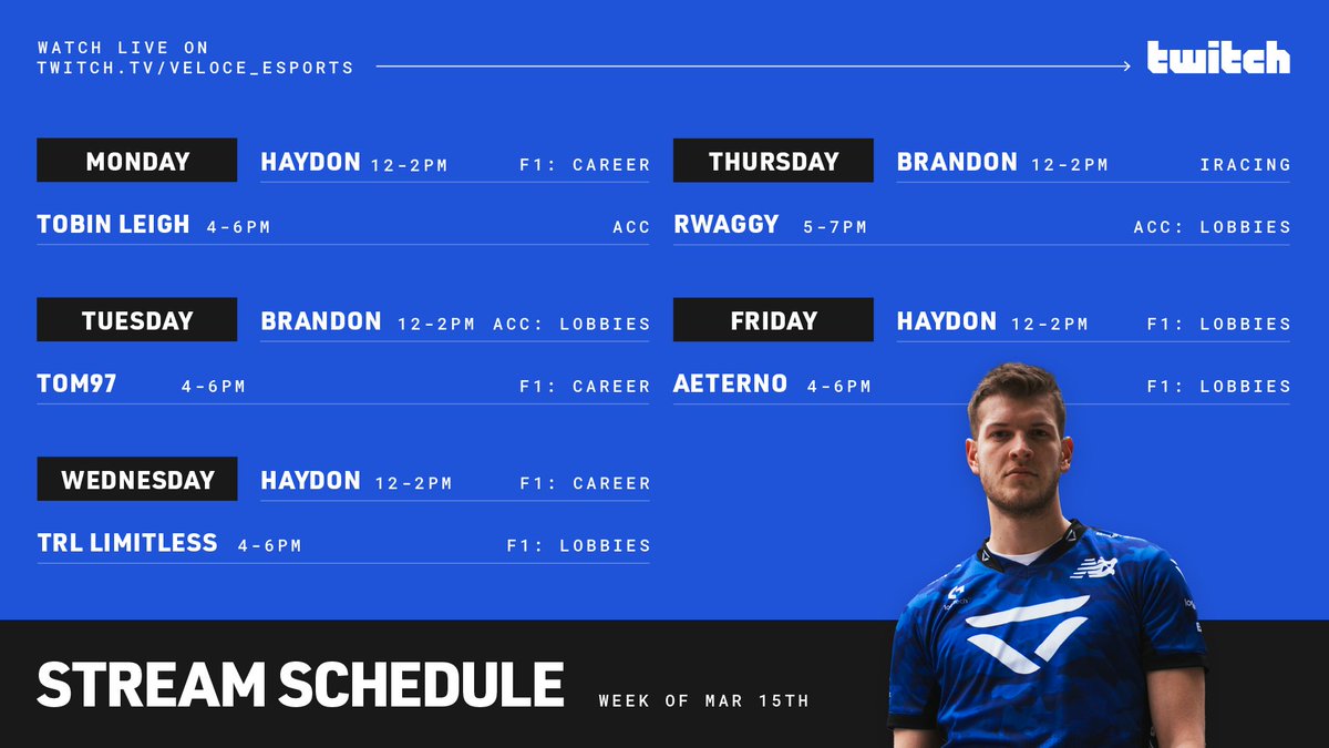 🗓️ On Twitch this week!

👉 twitch.tv/veloce_esports

#VivaVeloce #LiveFast