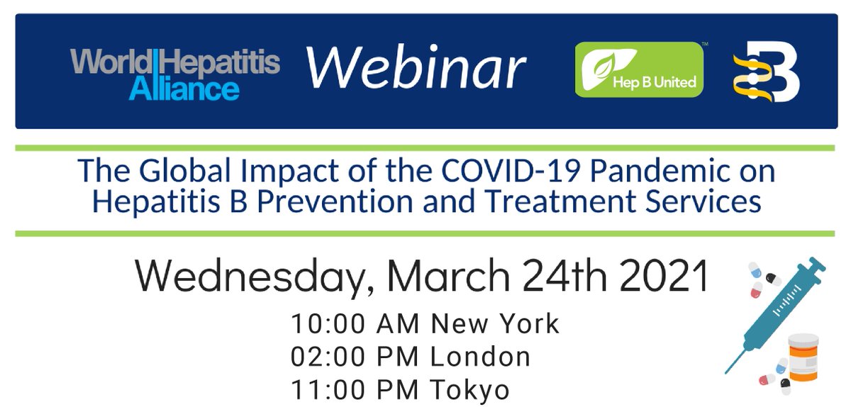 Hep_Alliance's tweet photo. #COVID19 negatively affected #hepatitis B services worldwide. We join @HepBFoundation and @ArafatBwambalem @C_Pley @pippa_matt to discuss the short and long-term impacts of the #pandemic on hepatitis B elimination.

Join us on 24 March 2:00PM - 3:00PM GMT: https://t.co/WgJU56imll https://t.co/1E2mWoqRuS