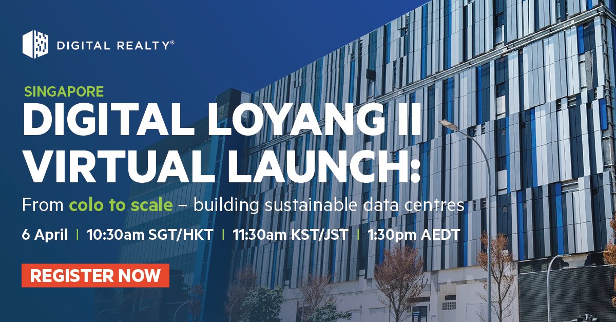 _digitalcentre's tweet photo. Join @DigitalAPAC in a virtual event to celebrate the official launch of Digital Loyang II (SIN12), thier third data centre in Singapore on 6 April (Tuesday), 10:30am SGT/HKT. https://t.co/ZNNNPzurRp #digitaltransformation #DataCentre https://t.co/JRQyUDXpia
