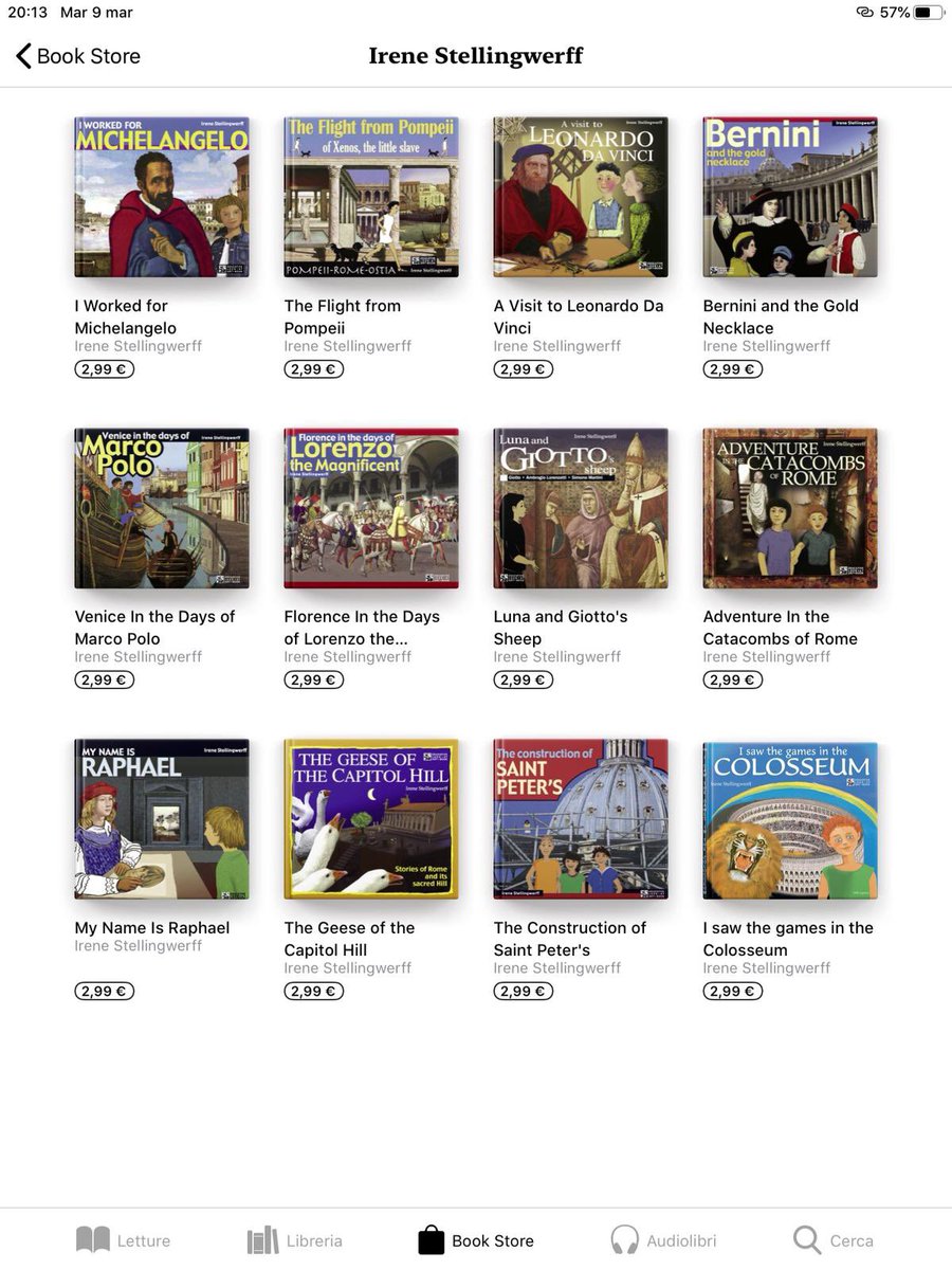 marnixst's tweet image. Do you long for Italian art?
Here&apos;s the perfect escape: my sister Irene created twelve art books and published them in the Apple Bookstore. The illustrations and stories are a delight and contain numerous references to great art and artists.
Buy them here: books.apple.com/artist/irene-s…