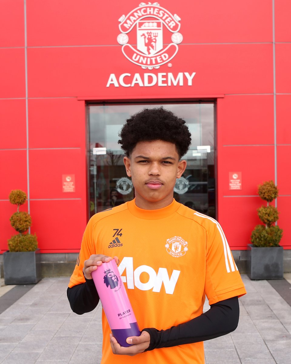 ManUtd's tweet photo. 🏅 The #PL2 Player of the Month for February is... Shola Shoretire ✨

Congrats from everyone at #MUFC, Shola! 👏

#MUAcademy https://t.co/yAWndDiZw2