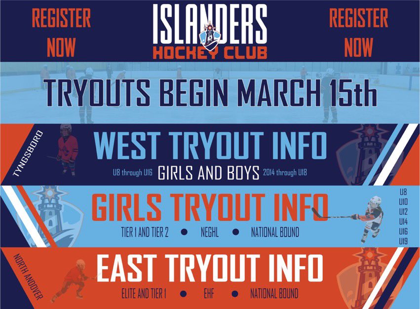 islandershc's tweet photo. ‼️LAST CHANCE TO REGISTER‼️ - Islanders Hockey Club youth tryouts start tonight. 👉 https://t.co/djQU9InF1r https://t.co/1FP7ZnmwAS