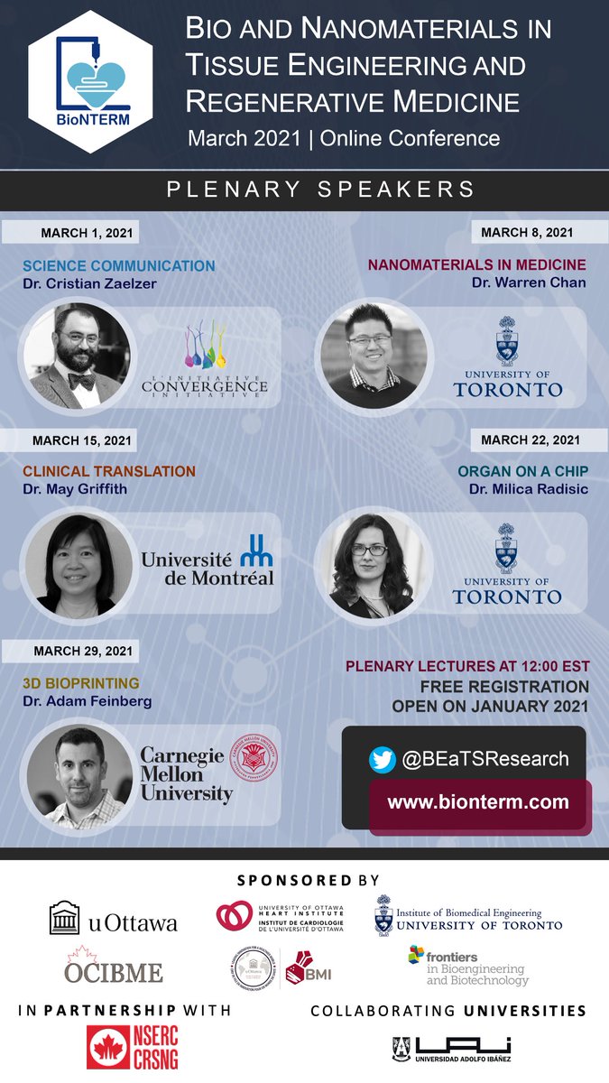 BEaTSResearch's tweet photo. 🚨Today starting at #Noon EST #Biomaterials and #Clinical #translation

#Conference: Noon by Dr. May Girrith @UMontreal @CRC_CRC 

 #Workshop: 1:30 pm EST: Clinical Translation of Biomaterials

💫Register🆓⤵️until 11 am 

 🔗https://t.co/pNNPEDeXvr

@Nano_Events #AcademicTwitter https://t.co/HWQQFqCwjV