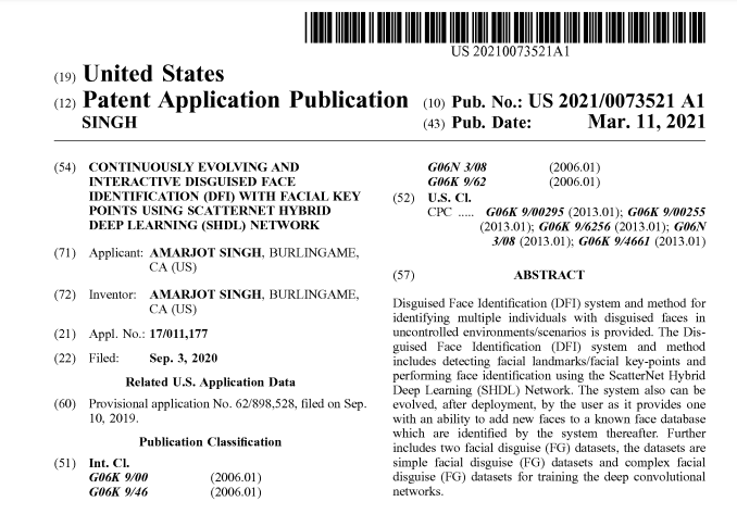 SkylarkLabs's tweet photo. Our first patent application on Continuously Evolving Disguised Face Recognition is online now. This breakthrough technology would allow systems to learn and recognize faces on the fly without the need for extensive training paving the way for true artificial general intelligence https://t.co/duQE2llcb0