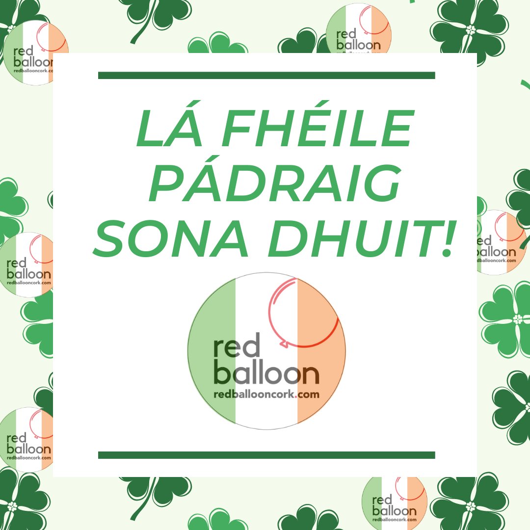 Lá Fhéile Pádraig sona duit🍀

Today isn't like our usual St. Patrick's Day but we can still celebrate, let us know what you are doing to celebrate below ⬇️

#StPatricksDay2021 #shamrock #Ireland #Irish #buyirish #shoplocal #championgreen #buyirishonline <a href="/JennyRedBalloon/">Jenny Murphy🎈</a>