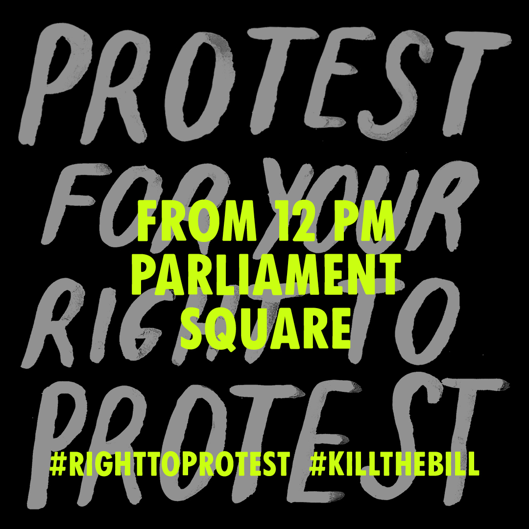 XRebellionUK's tweet photo. This is just the beginning - Protest for your right to protest. from 12pm (wear a mask) - Bill in Parliament 3/4pm - Vigil from 5pm @AllBlackLivesUK @SistersUncut @ukblm @NursesXr @ukscn_london @XRLondon @netpol @libertyhq @TribeNAthari #ProtectOurRightToProtest #KillTheBill https://t.co/DFtHhu1wDf