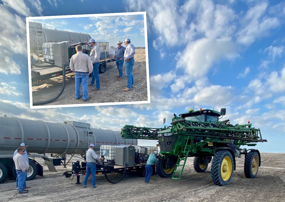 SurePointAg's tweet photo. Speed wasn't the main reason this S. TX customer got a #QuickDraw3000. But fast forward to now & they're mixing full loads in ~5 min, w/ 17 loads mixed in 1 day. #SureFireAg #LiquidFertilizer #SprayerEfficiency #FarmSafety #AgTechnology #PrecisionAg #SpraySmarter https://t.co/1Mg1fXlQVc