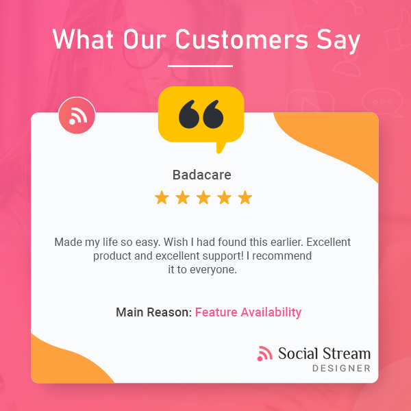 SolwinInfotech's tweet image. We&apos;ve got one amazing positive #feedback for #SocialStreamDesigner #WordPressPlugin from our valuable client.

&quot;Made my life so easy. Wish I had found this earlier. Excellent product and excellent support! I recommend it to everyone.&quot; - Badacare

#Testimonial #ProductReview