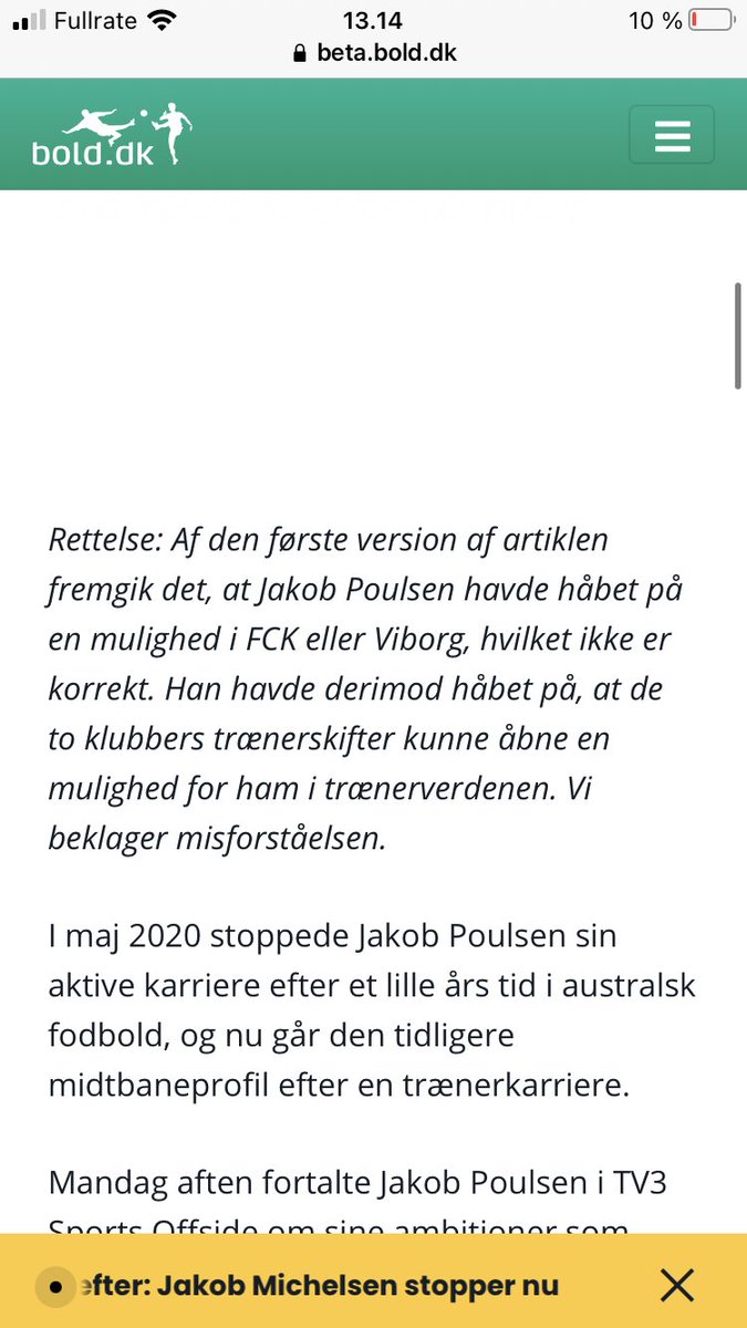 Hm, tror det er tid til endnu en rettelse på bold.dk. Er vi så enige i at han ikke længere er legende i FCM?🤡 #fcm #sldk