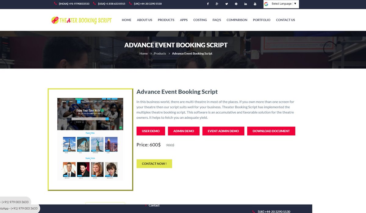 phpscriptsmall2's tweet image. Get Your Php Event  Booking Script!|This Is The Best Place For Your Theater / Event Management Script|#AdvanceEventBookingScript|#Ready madeTheaterBookingSoftware 
 theaterbookingscript.com/movie-listing-…      
Contacts:
  vsjayan@gmail.com
 [INDIA]+919790033533
