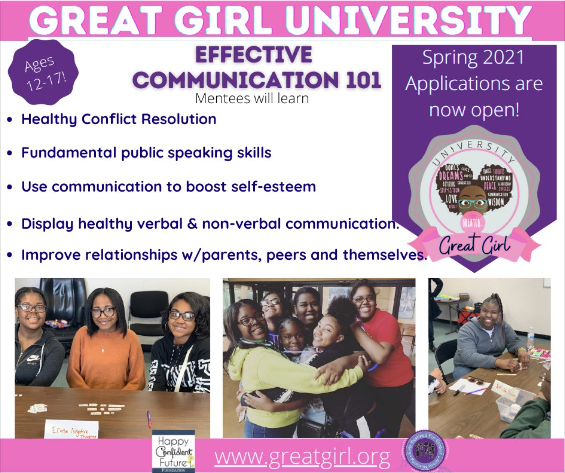 Staring April 3rd! Apply at greatgirl.org