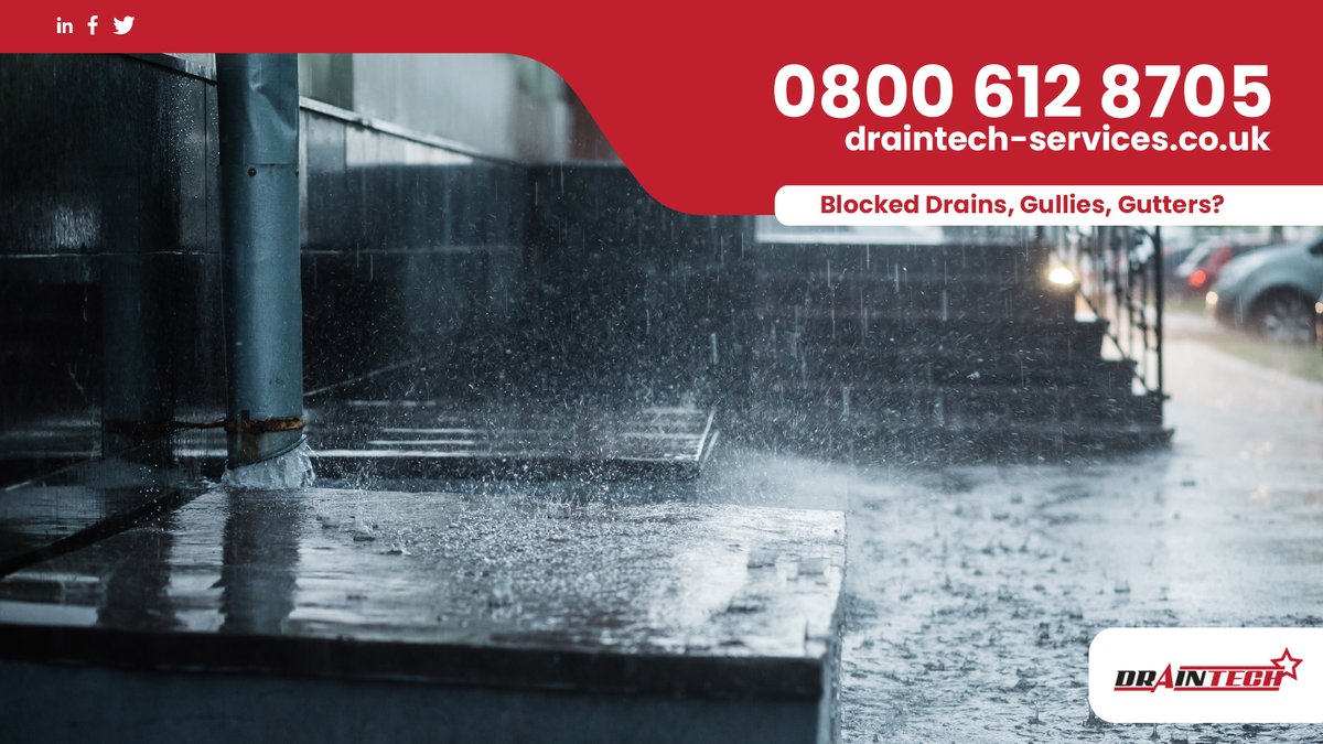 We carry all equipment to unblock any drains 24/7 including; toilets, sinks, baths, showers, swimming pools, gullies and slot drainage, grease traps, interceptors and manhole chambers.

draintech-services.co.uk / 0800 612 8705
#staysafe #drain #drainrepair #blockeddrain #midlands