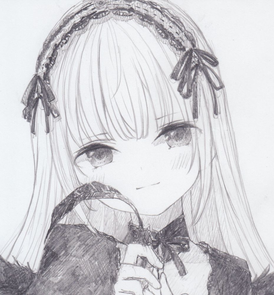 水銀燈 「シャーペンで描きました。
ローゼンメイデンから水銀燈です 」|くろいうさぎのイラスト