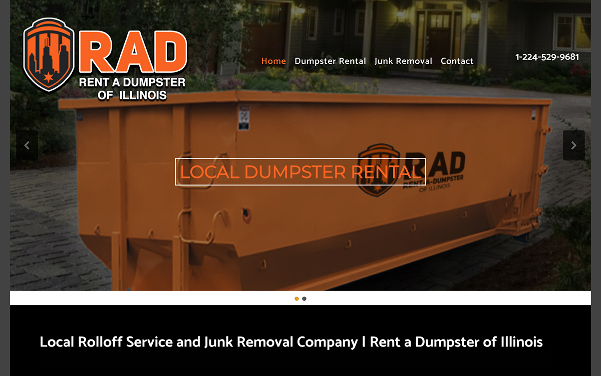 AdverGroup Web Design, SEO, Photography & Video on Twitter: "Introducing  “Rent-A-Dumpster IL”. These guys offer dumpster rental and junk removal  services in the #Chicago suburbs. Another example of successful #SEO  #contractor #webdesign