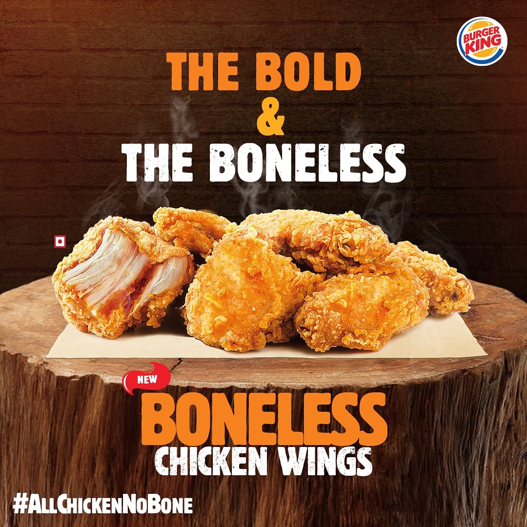 burgerkingindia's tweet image. Taste so bold. Bite so whole!😇
.
.
.
#AllChickenNoBone #wings #nobone