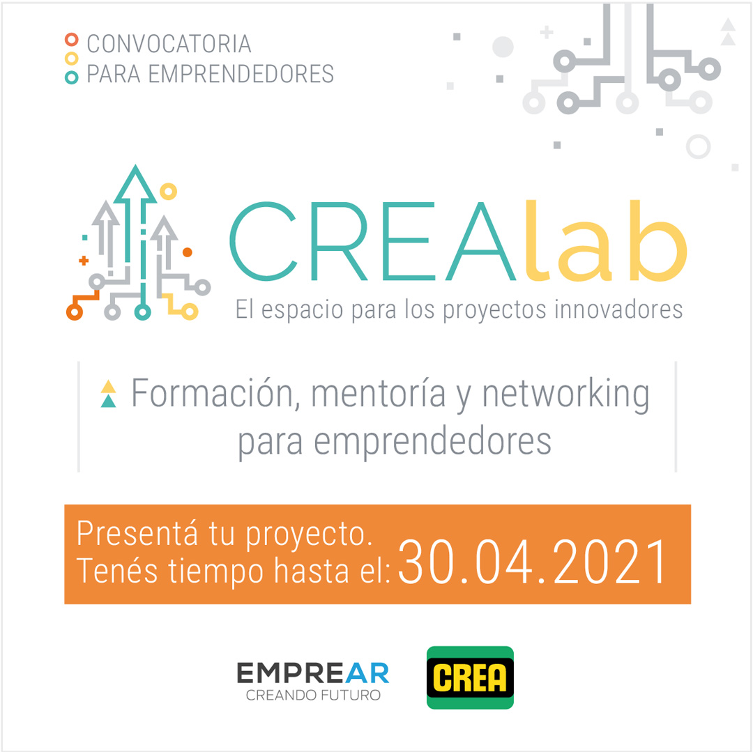 Tenes un proyecto que resuelve un problema o aborda un desafío presente en el sector agroalimentario?
No dejes de postularte a la convocatoria #CREAlab 2021 👉 crea.org.ar/crealab/ y recibí todo el soporte de las redes de <a href="/crea_arg/">CREA</a> y <a href="/Emprear_Innova/">EMPREAR OFICIAL</a>