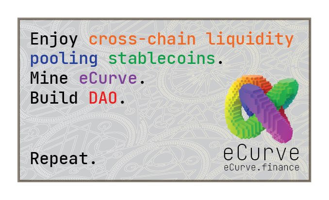 #eCurve is live on $EOS mainnet at ecurve.finance!

#ECRV genesis mining begins today at 9:30p EST!

Mine $ECRV by adding #ETH or #EOS stablecoin liquidity or by time locking your $DAD tokens.

Stake $ECRV to collect stablecoin swap fees and to boost your LP rewards.