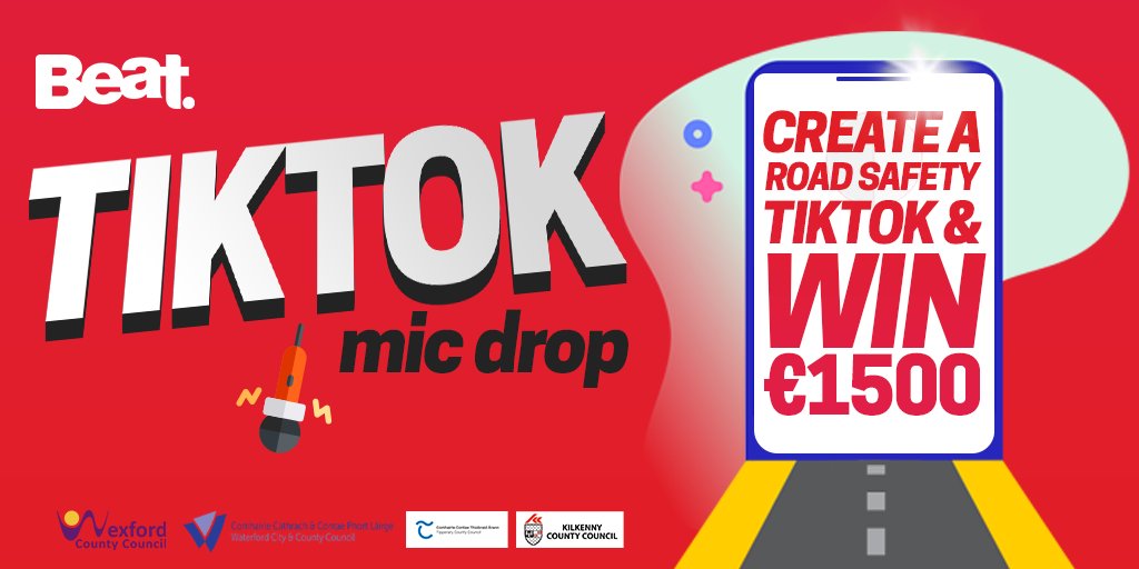beat102103's tweet photo. See yourself as TikTok's next big thing? Think you've got the ideas and skills to bag €1500? 💸

Make a TikTok spreading the road safety message, tag Beat &amp; use the #BeatMicDrop hashtag to WIN 🤑 @wexfordcoco https://t.co/ojCsEpDhgr https://t.co/O4auXVAWiK