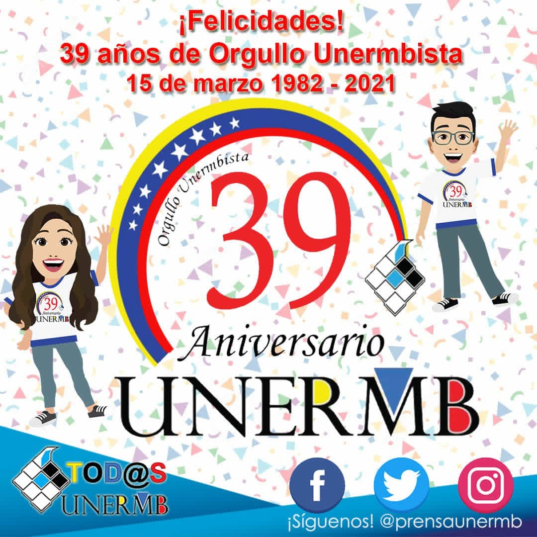 prensaunermb's tweet photo. #hoy #15marzo se cumplen 39 años de la creación de La Universidad Socialista de Venezuela, la Universidad Nacional Experimental Rafael María Baralt. 
.
.
Felicidades a toda la comunidad unermbista 🥳
.
.
#unermb #39aniversario #unermbporlapatria #unermbenmovimiento https://t.co/H0XHBLBCU3