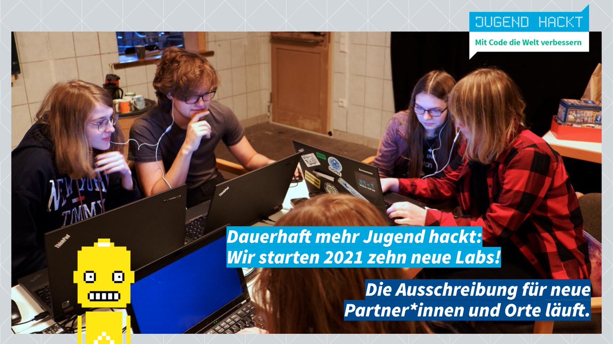 Jugend hackt wächst – und wir wollen, dass ihr dabei seid! 2021 starten zehn neue Jugend hackt Labs. Bewerbt euch jetzt als Standort und sagt es weiter! 🦙🤩💙 jugendhackt.org/labs2021/
#jugendhackt