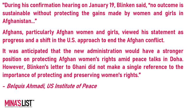 MinasList's tweet photo. Afghan women's rights activists urgently call on the Biden admin to include women in the #AfghanPeaceProcess. It's not just important, its the law. #WPSAct #WPSStrategy #StandWithAfghanWomen
Expert analysis HERE: https://t.co/isatX0CFkE
@POTUS @VP @SecBlinken @US4AfghanPeace https://t.co/T2ZIp9m9SI