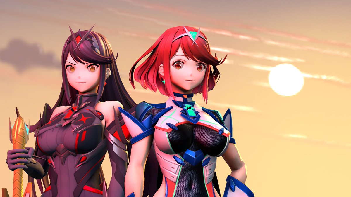 hunicrio's tweet photo. If you look up into the sunset here, you'll see some amazing characters Pyra and Mythra in alternate colors from Super Smash Bros Ultimate...

#PyraAndMythra #Pyra #Pyrainsmash #Mythra #SmashBrosUltimate #SmashUltimate #Art #3dart #SFM #SourceFilmmaker #sunsets https://t.co/bgQgAp7ONl