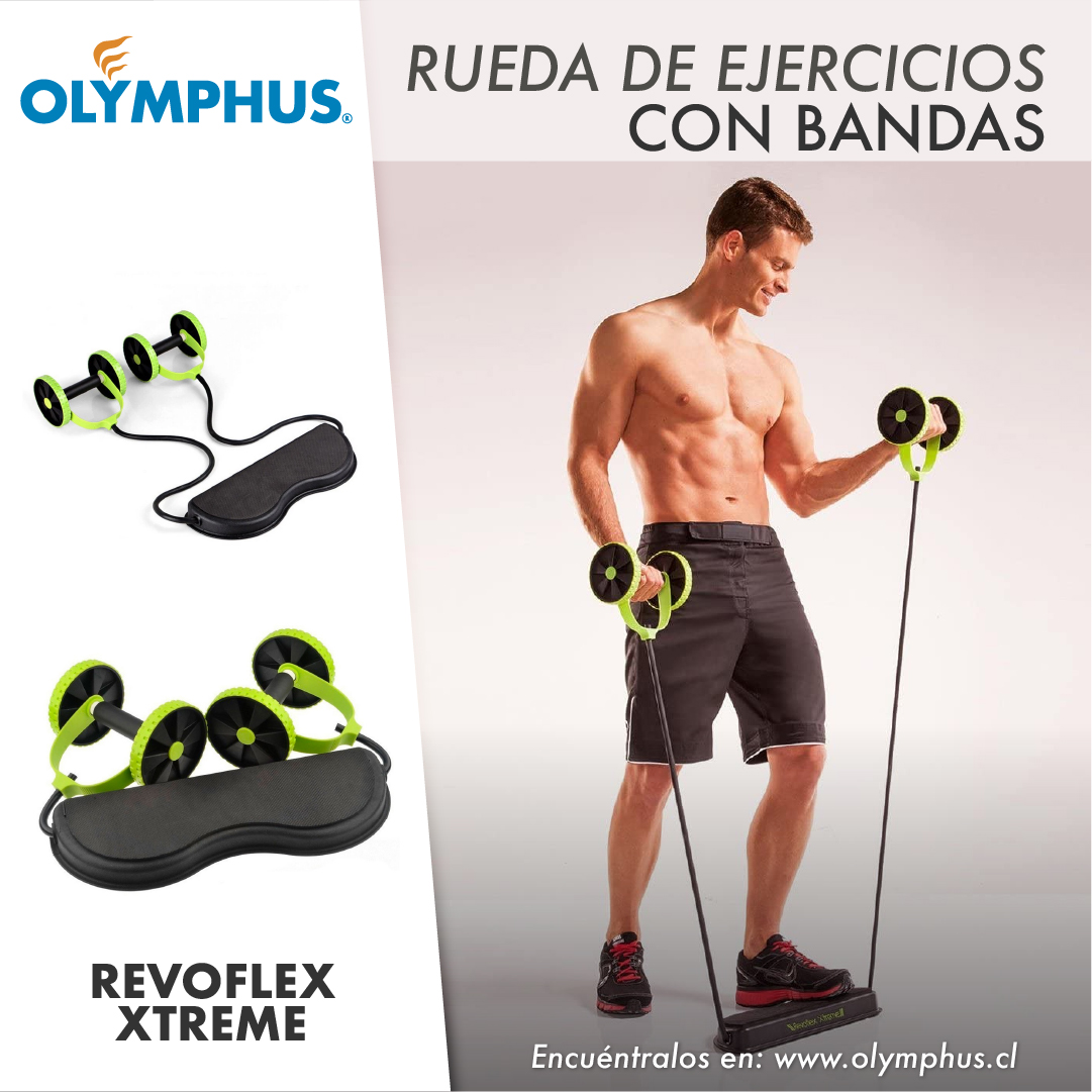 Olymphus_Chile's tweet image. NUEVO PRODUCTO 🤩
Revoflex Xtreme está compuesto por una base de goma y un par de ruedas con movimiento bidireccional sostenidas por bandas elásticas tubulares que ayudan a hacer ejercicios abdominales, además de generar tensión para un entrenamiento de mayor resistencia y fuerza