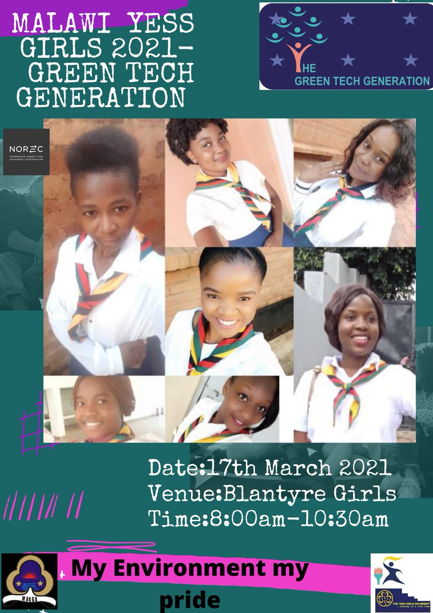 YessmalawiG's tweet photo. Join Malawi YESS Girls on 17th March as they continue there Green-tech generation by planting trees. 
#myenviromentmypride 
#yessgirls
#ForHerWorld
#greentechgeneration
@wagggsworld
@YessMovement 
@GirlGuidesMw https://t.co/n9mz5vck1G