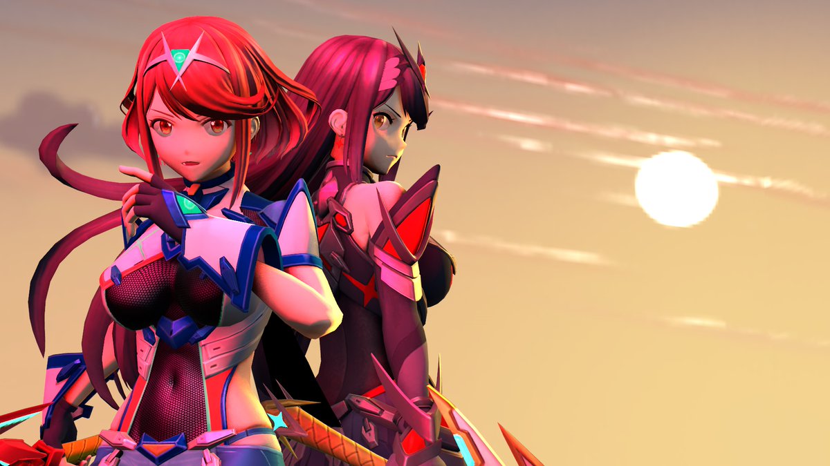 hunicrio's tweet photo. If you look up into the sunset here, you'll see some amazing characters Pyra and Mythra in alternate colors from Super Smash Bros Ultimate...

#PyraAndMythra #Pyra #Pyrainsmash #Mythra #SmashBrosUltimate #SmashUltimate #Art #3dart #SFM #SourceFilmmaker #sunsets https://t.co/bgQgAp7ONl