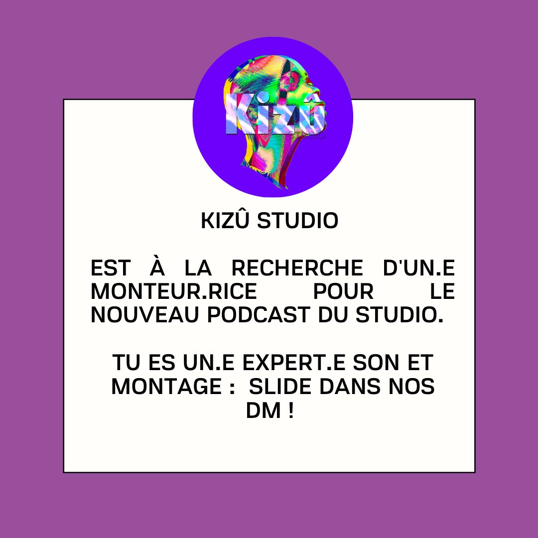 KizuStudio's tweet photo. Pour les besoins de la prochaine production Kizû Studio on a besoin d’aide ! Pour plus d’infos 👉🏿 rdv en DM https://t.co/M3F7qMIBol