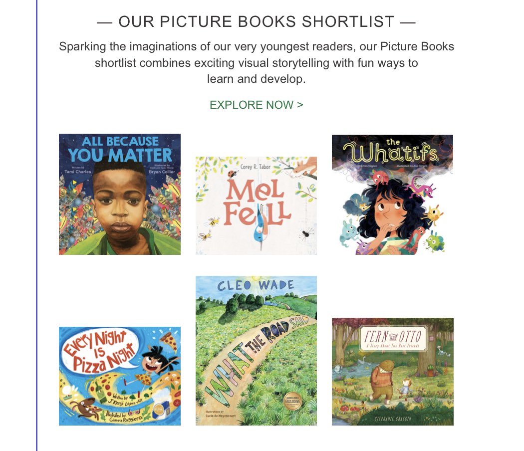 Kateywrites's tweet photo. Congrats to the incredible #kidlit creators on the new @BNBuzz Book Awards Picture Book shortlist, including @EmilySkeie @TamiWritesStuff #bryancollier @kenjilopezalt @Steph_Graegin #coreyrtabor @withlovecleo https://t.co/GTD2rR3acJ