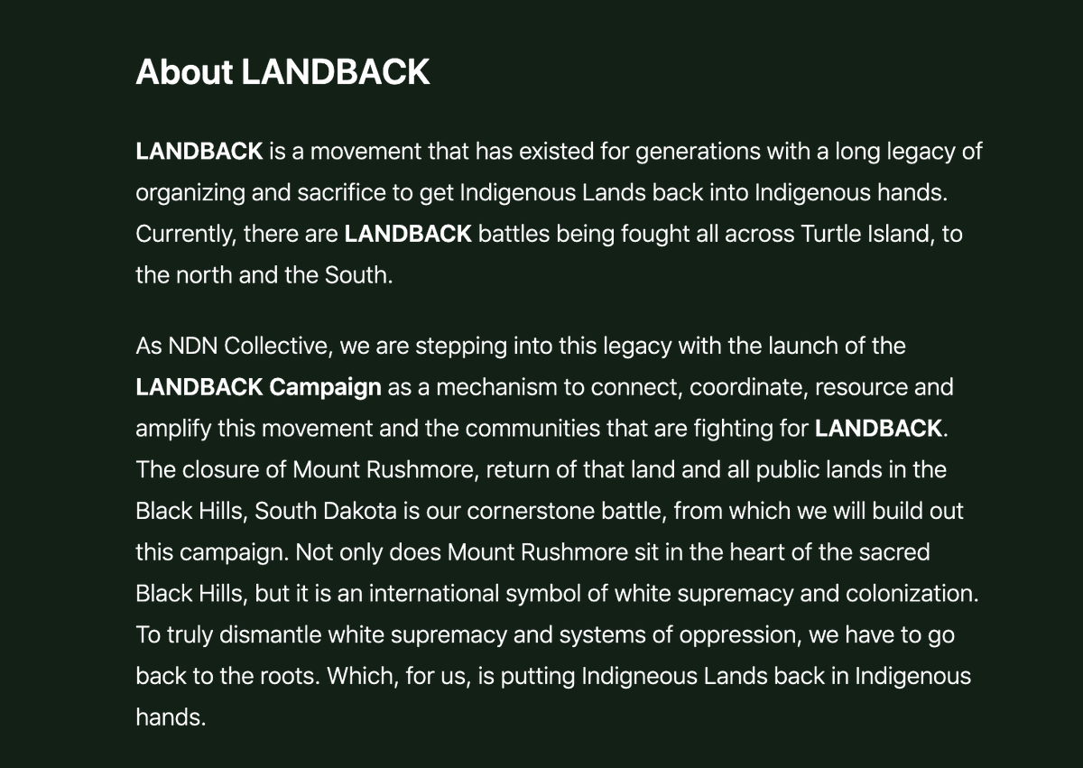 LandBackParty1's tweet image. .@ndncollective #LandBack Campaign please check out landback.org/hesapa/ and follow requests for engagement -- a petition and other calls to action! #DefendDevelopDecolonize Encouraging #Settler followers to amplify &amp;amp;
DONATE TODAY TO NDN COLLECTIVE'S #landback  CAMPAIGN!