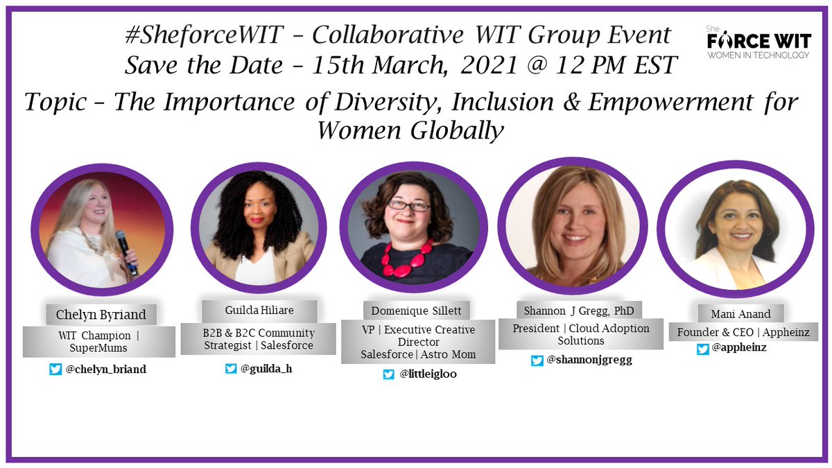 MallikaSFTA's tweet photo. So here I got this opportunity to interact with amazing women leaders on Salesforce platform. 
I am the one lucky girl hosting this event with the panelists who inspire, motivate and leave the footprints to follow.  let's join to celebrate womanhood 🥳🥳#iwd2021 #sheforcewit https://t.co/V86in5F7kA