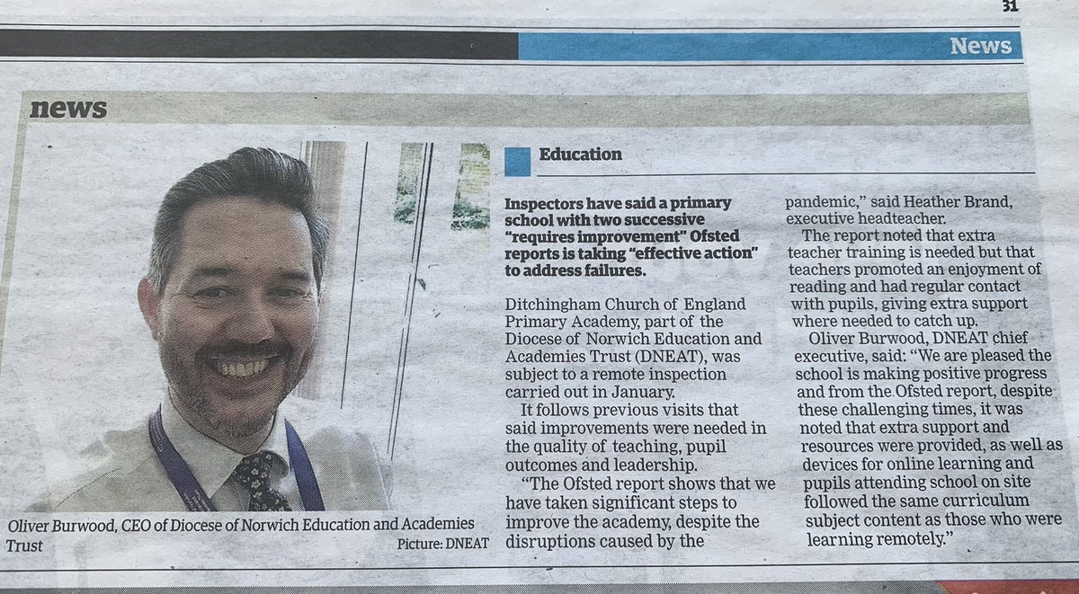 DNEAT_Academies's tweet photo. Positive news for #Ditchingham #ofsted report #education @EDP24 #edutwitter @DioceseNorwich #effectiveaction 🙌🙌 https://t.co/YxxfScQOys