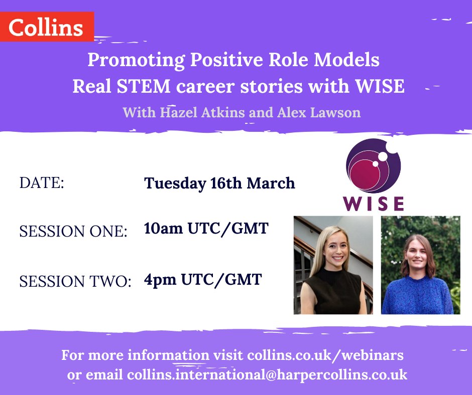 Collins_Int's tweet photo. In celebration of positive role models in STEM careers, we're delighted to be hosting a webinar with @thewisecampaign @WISE_YPB tomorrow. You can still sign up here: 

10am session with Hazel Atkins: https://t.co/IZqv0osLrY

4pm session with Alex Lawson: https://t.co/NkCvgYmgGj https://t.co/1D0mQ5kKRi