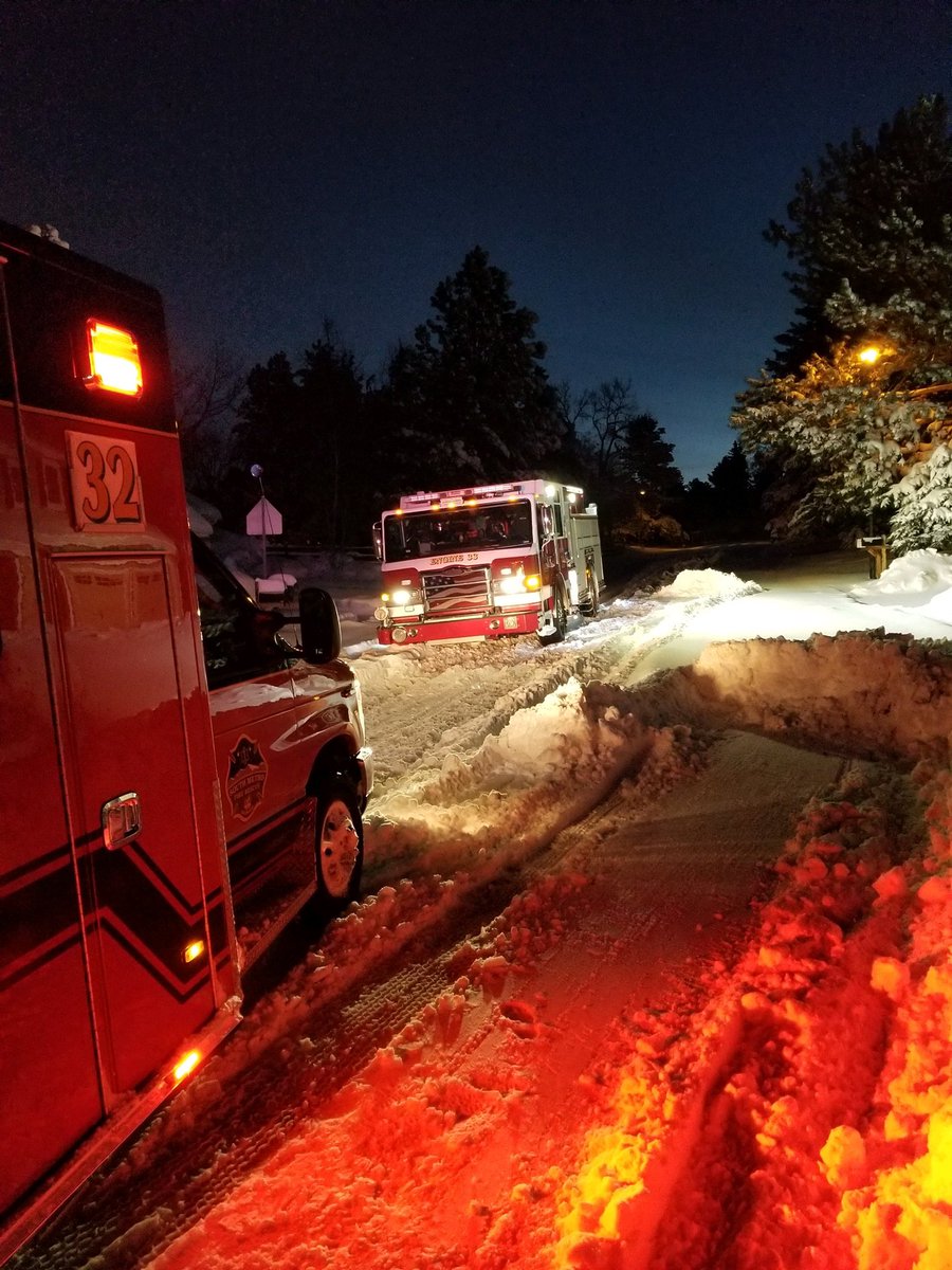 SouthMetroPIO's tweet photo. This was a scene that played out dozens of times overnight. SMFR staffed extra units that plowed the way for Medics and Engines, allowing them safe access to otherwise inaccessible streets. There was also a lot of hand shoveling to get sick or injured people into the Medic units. https://t.co/ZNngXhQZVM