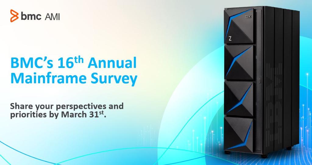 jmckenny's tweet photo. What are your mainframe growth plans for 2021? Last year's @BMCSoftware Annual Mainframe Survey showed 90% of respondents saw the #mainframe as a platform of growth and new workloads. Share your perspectives on the platform by March 31st. #ibmz 
https://t.co/mr74owgOKJ https://t.co/afE5l2dCE6