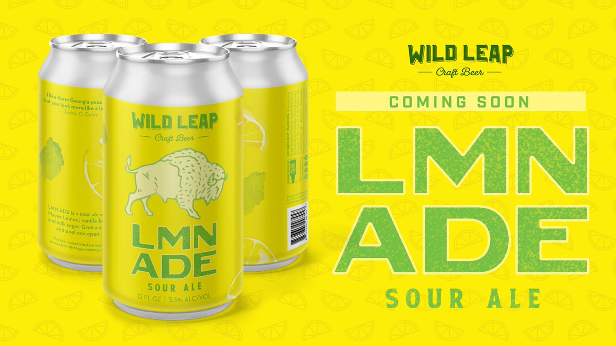🍋 NEW BEER ALERT 🍋 - Were thrilled to announce the release of LMN ADE (5.5%), our new year-round sour featuring a delicious combination of fresh Meyers lemon, vanilla bean and milk sugar. Find it at your favorite retailers and the brewery starting next week!