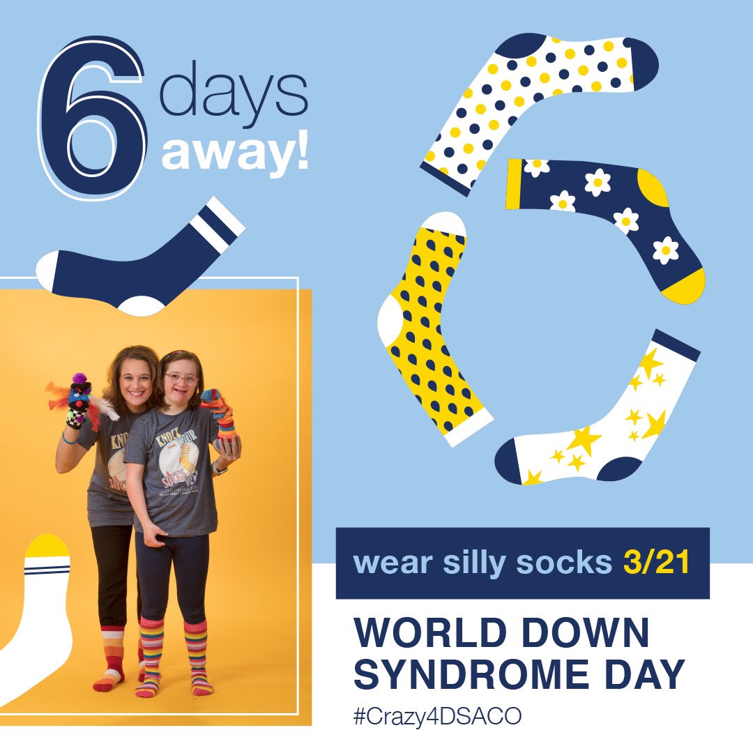 World Down Syndrome Day is less than a week away! Can you believe it?! Don't forget to grab some silly socks on March 21! #Crazy4DSCO