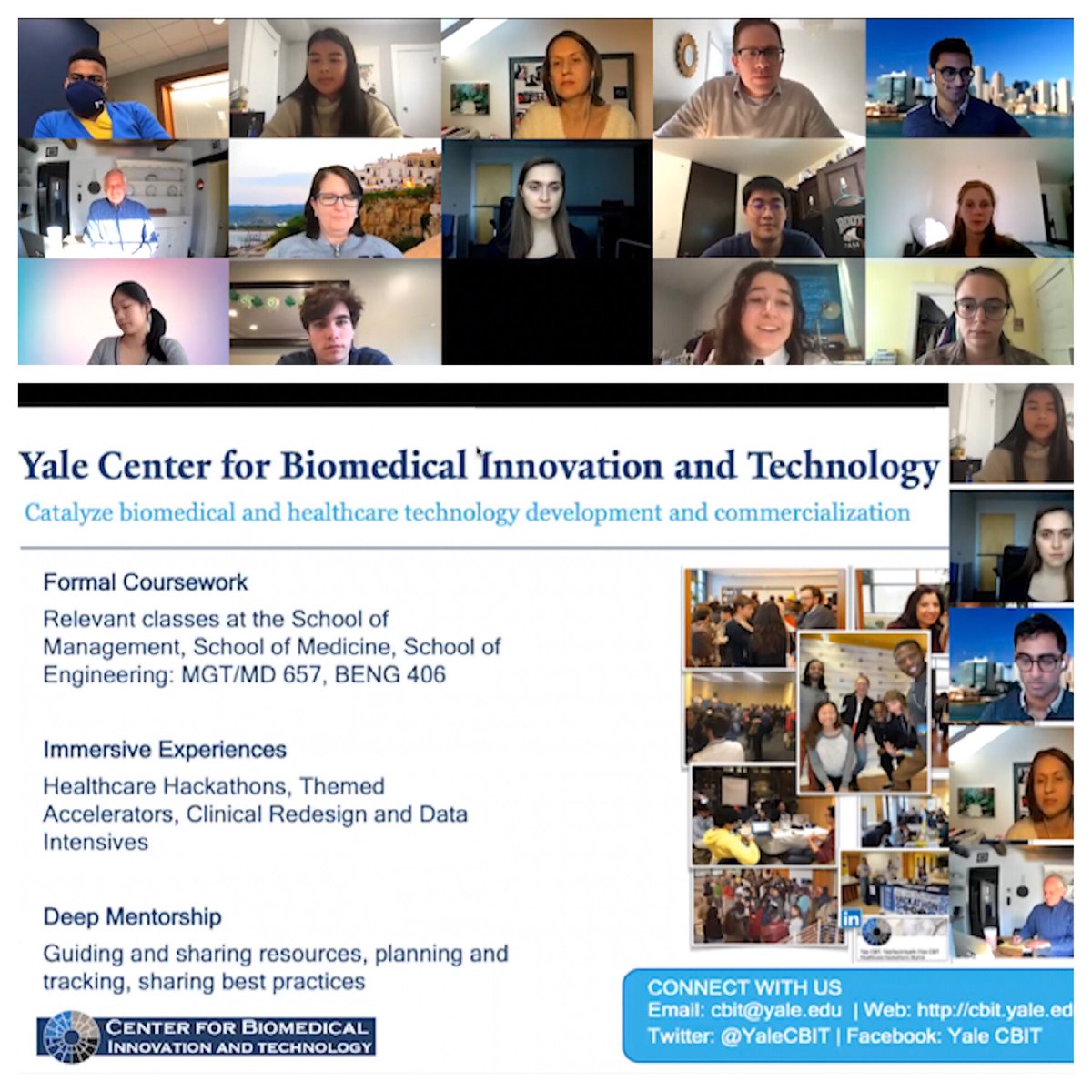 A huge thank you to our incredible panelists (Dr. David Pearlstone, Dr. Lisa Lattanza, Dr. Stuart Campbell, and Mrinal Kumar) and all 50+ attendees for making our Medical Design and Innovation panel such a success! 

Follow us on Twitter, Instagram, and Facebook (YaleCBIT)!