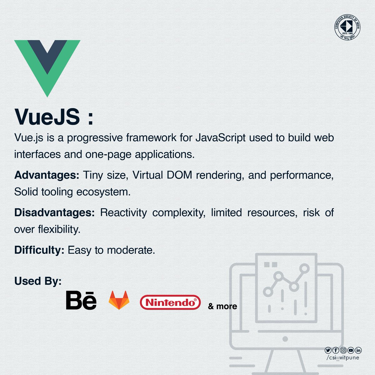 csi_vitpune's tweet photo. Web technologies are rapidly growing, and it is hard for businesses and developers to cope with them. Plenty of front-end technologies are available out there. But, selecting the right one is a challenging job. Give this a read! 
To know more visit - https://t.co/P1AoJFF8sd https://t.co/BeTAoXrrfo