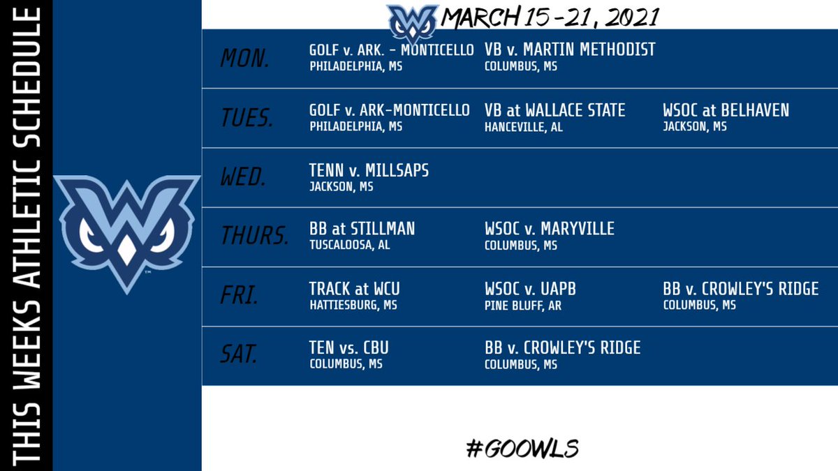 THIS WEEK IN OWLS ATHLETICS: owlsathletics.com/calendar