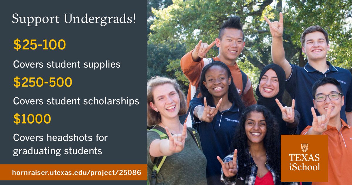 Last chance! Double your gift with the dean's $10,000 matching grant! Your support funds scholarships and services for our new undergraduate Informatics students. Be one of the 100 who gives back to the school that’s given you so much. Give today! hornraiser.utexas.edu/project/25086
