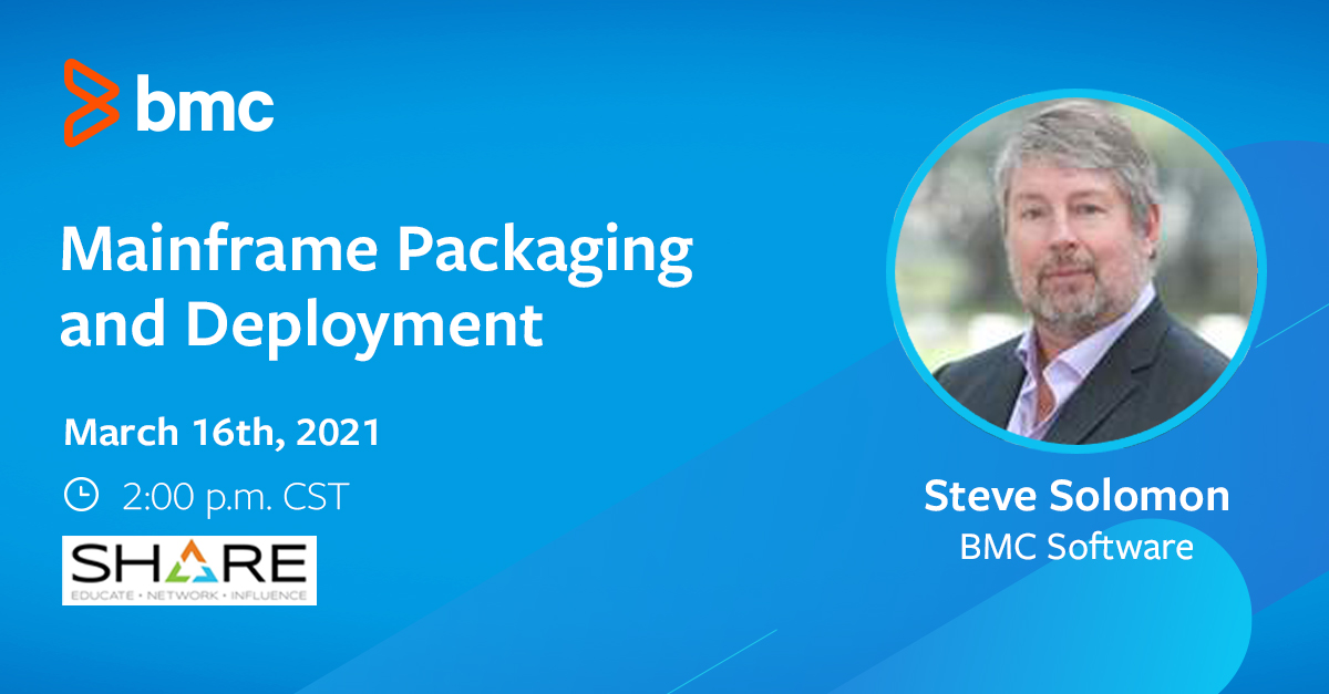 Check out tomorrow's #SHARESummit21 panel discussion, "Mainframe Packaging and Deployment" with Steve Solomon of <a href="/BMCSoftware/">BMC Software</a>. #mainframe #IBMz
bit.ly/38zFqAu