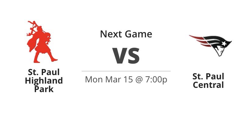 Highland Park Hoops (@highlandparkbb) on Twitter photo Final regular season game‼️
This game is for a share of the St. Paul city conference title‼️<a href="/st_mbb/">St. Paul Central BBB</a>
📍St. Paul Central
⚪️Scots 9-2
🔴Minutemen 10-1
🔵C-squad 4, JV 5:30, Varsity 7:00 Final regular season game‼️
This game is for a share of the St. Paul city conference title‼️<a href="/st_mbb/">St. Paul Central BBB</a>
📍St. Paul Central
⚪️Scots 9-2
🔴Minutemen 10-1
🔵C-squad 4, JV 5:30, Varsity 7:00