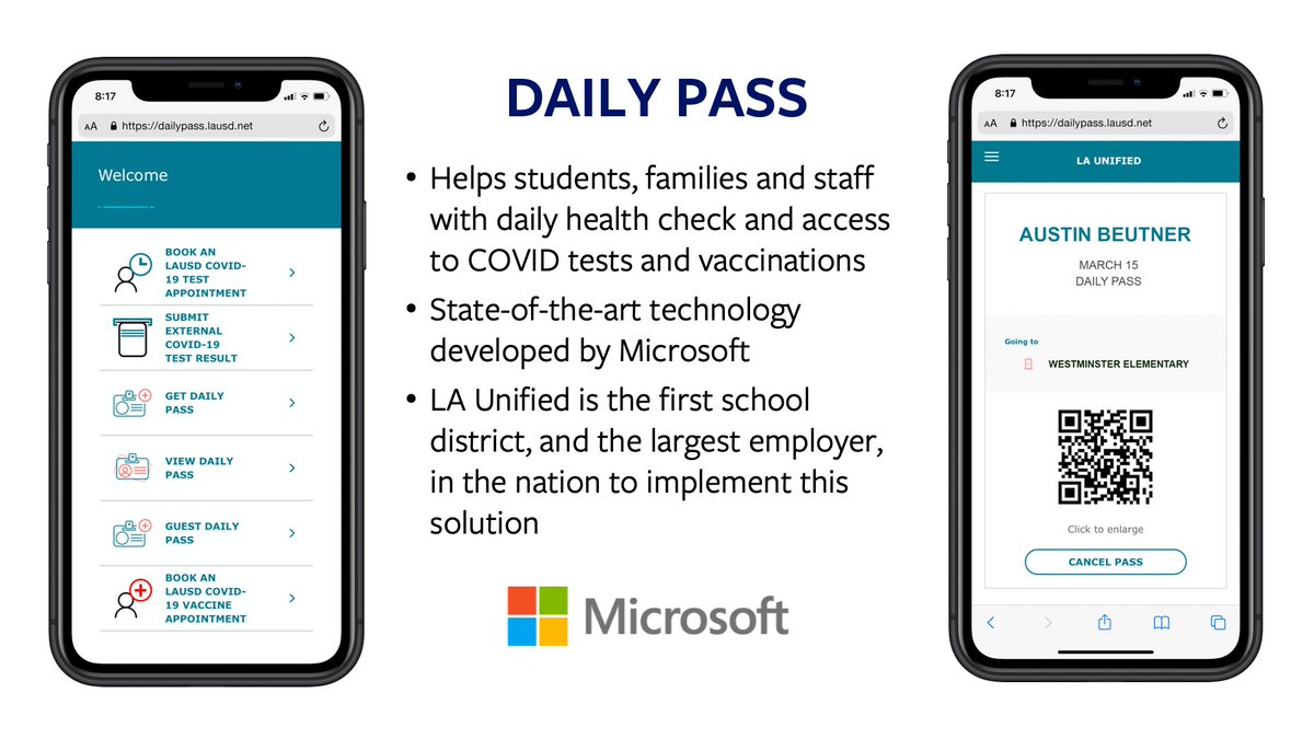 Use of Daily Pass will provide access to school campuses in the safest way possible.