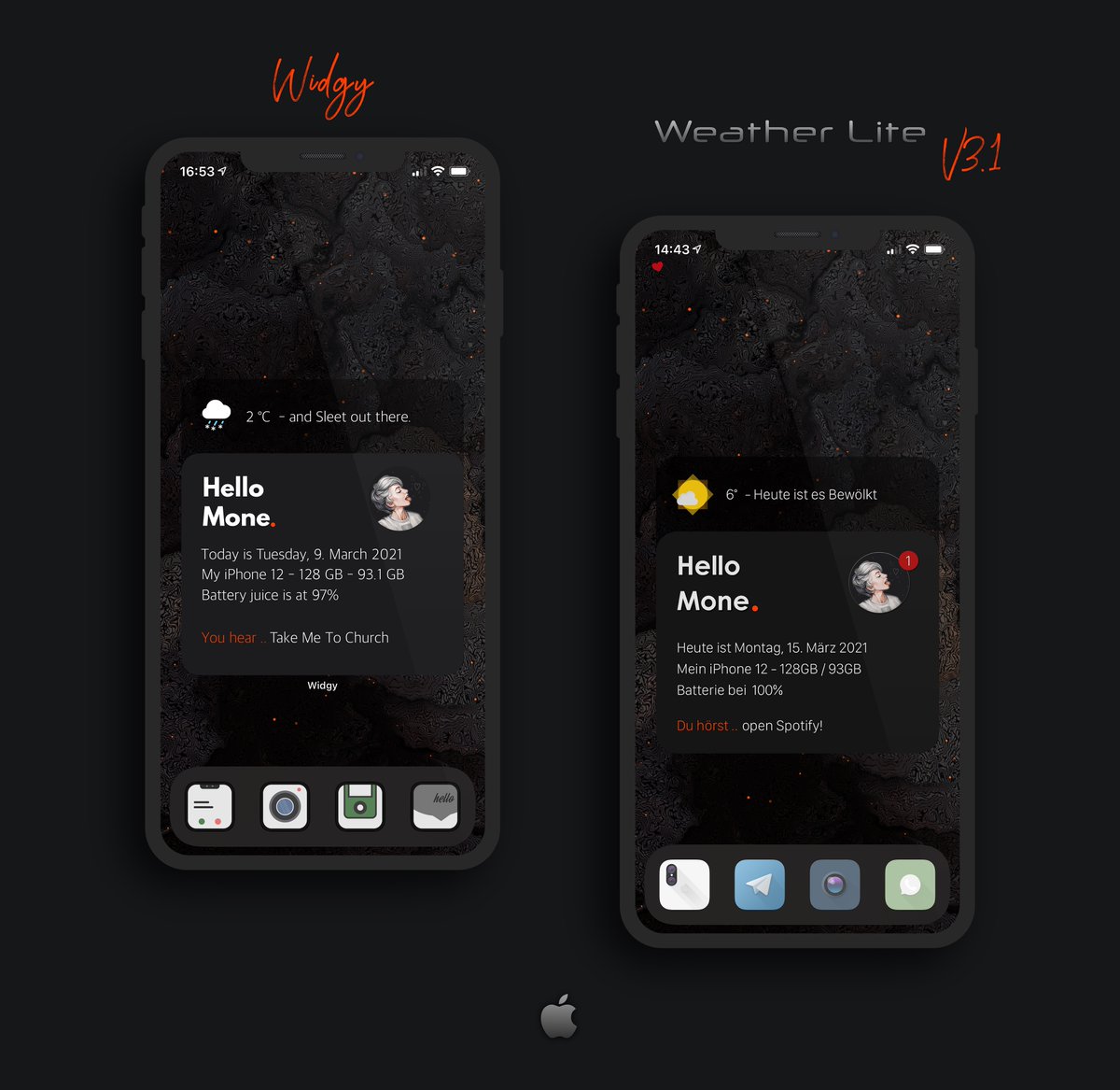 kleinmone's tweet image. Widgy vs. Weather Lite V3.1 ..
Recreated my recent Widgy setup with WL V3.1 .. it&apos;s really amazing ❤️

Weather Lite V3.1 by @thewaytozion 

Icons Meek @Dun_thedezigner 

#iOS145beta3 #nojailbreak #WeatherliteV3 #shortcuts @ClearSpaces_