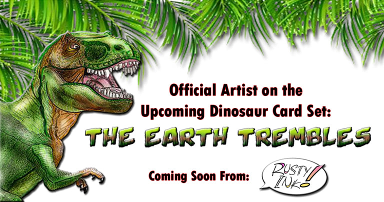 macandtrouble's tweet photo. I'm proud to announce our upcoming dinosaur trading card set "The Earth Trembles"! Unique #sketchcards, awesome artists, games, contests, & more! ๐ฆProduction begins this week!
#tradingcards #sketchcardartist #comics #dinosaurs #rustyink #thehobby #promocards #nonsports https://t.co/Y2ant0XTeH